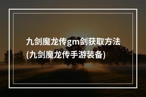 九剑魔龙传gm剑获取方法(九剑魔龙传手游装备)