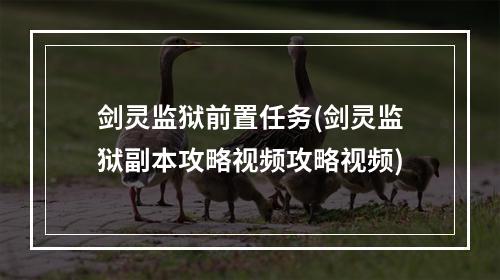 剑灵监狱前置任务(剑灵监狱副本攻略视频攻略视频)