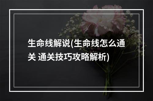 生命线解说(生命线怎么通关 通关技巧攻略解析)