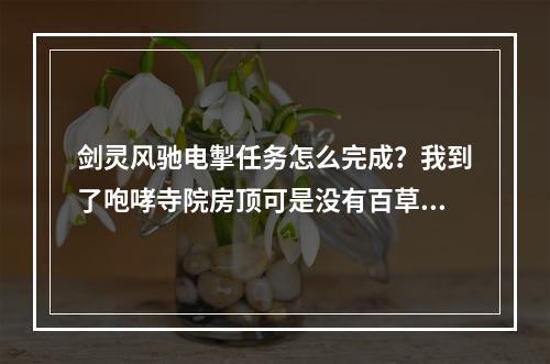 剑灵风驰电掣任务怎么完成？我到了咆哮寺院房顶可是没有百草居士啊。(剑灵风驰电掣任务)