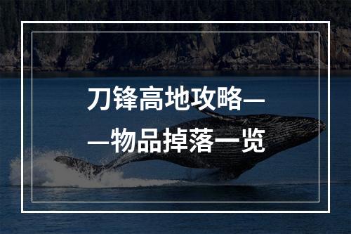 刀锋高地攻略——物品掉落一览