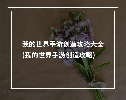 我的世界手游创造攻略大全(我的世界手游创造攻略)