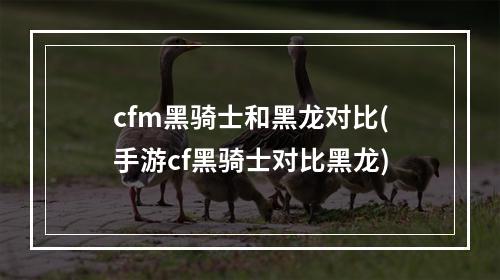 cfm黑骑士和黑龙对比(手游cf黑骑士对比黑龙)