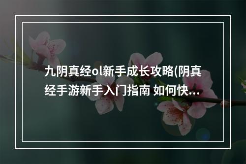 九阴真经ol新手成长攻略(阴真经手游新手入门指南 如何快速提升实力 阴真经  )