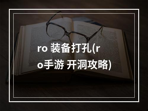 ro 装备打孔(ro手游 开洞攻略)