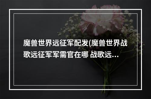 魔兽世界远征军配发(魔兽世界战歌远征军军需官在哪 战歌远征军声望军需官)