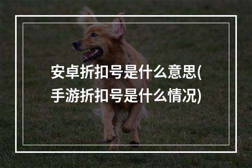 安卓折扣号是什么意思(手游折扣号是什么情况)