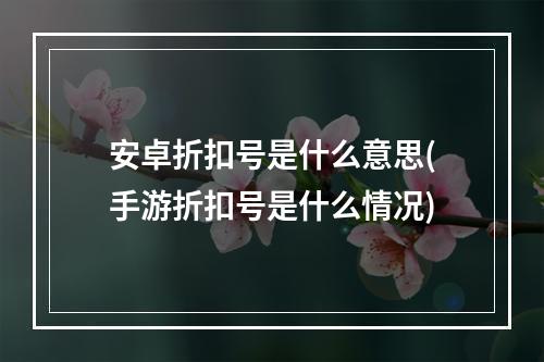 安卓折扣号是什么意思(手游折扣号是什么情况)