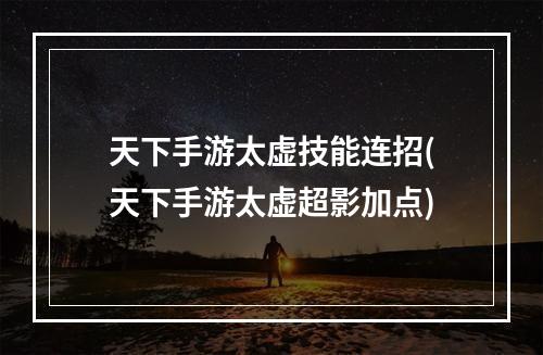 天下手游太虚技能连招(天下手游太虚超影加点)