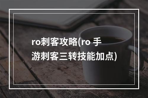 ro刺客攻略(ro 手游刺客三转技能加点)