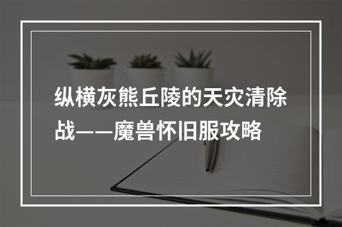 纵横灰熊丘陵的天灾清除战——魔兽怀旧服攻略