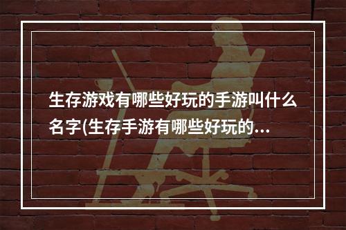 生存游戏有哪些好玩的手游叫什么名字(生存手游有哪些好玩的游戏)