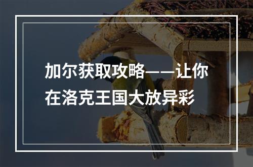 加尔获取攻略——让你在洛克王国大放异彩