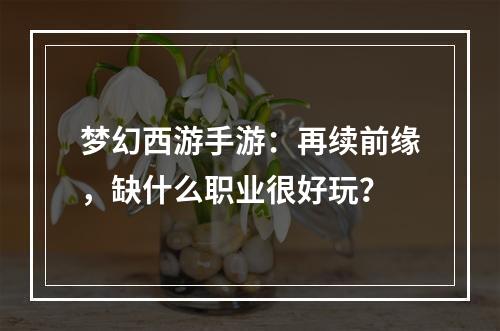 梦幻西游手游：再续前缘，缺什么职业很好玩？