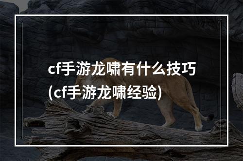 cf手游龙啸有什么技巧(cf手游龙啸经验)