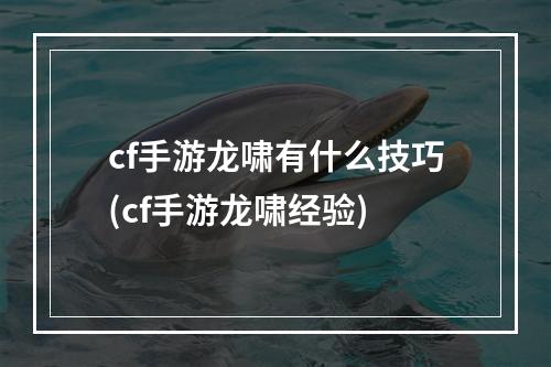 cf手游龙啸有什么技巧(cf手游龙啸经验)