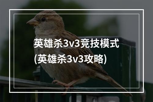 英雄杀3v3竞技模式(英雄杀3v3攻略)