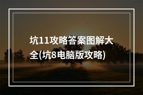 坑11攻略答案图解大全(坑8电脑版攻略)