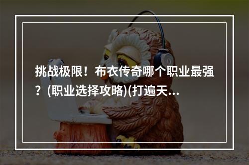 挑战极限！布衣传奇哪个职业最强？(职业选择攻略)(打遍天下无敌手！布衣传奇几大厉害职业揭秘(职业选择指南))