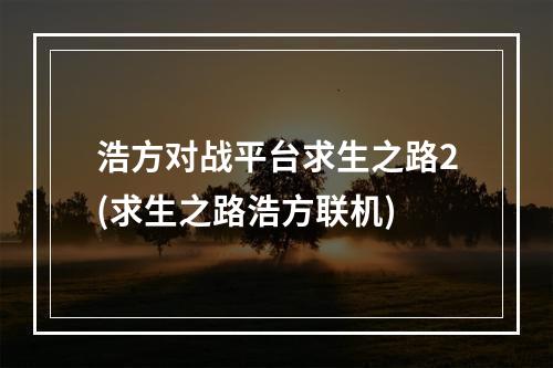 浩方对战平台求生之路2(求生之路浩方联机)