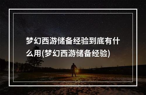 梦幻西游储备经验到底有什么用(梦幻西游储备经验)