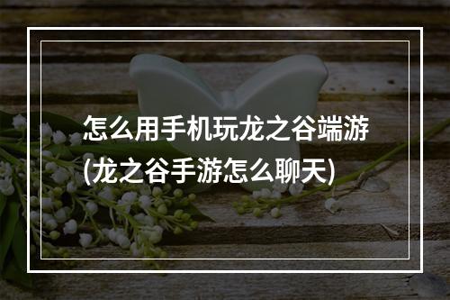 怎么用手机玩龙之谷端游(龙之谷手游怎么聊天)