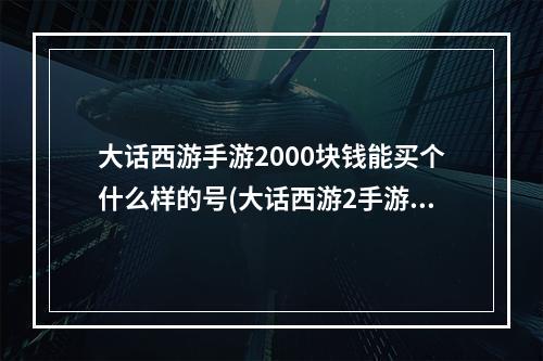 大话西游手游2000块钱能买个什么样的号(大话西游2手游1千元档女人)