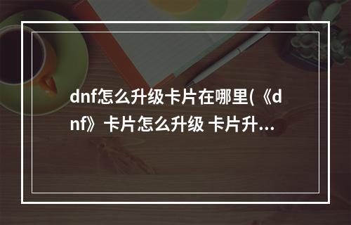 dnf怎么升级卡片在哪里(《dnf》卡片怎么升级 卡片升级位置一览  )