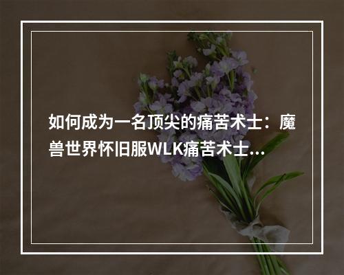 如何成为一名顶尖的痛苦术士：魔兽世界怀旧服WLK痛苦术士天赋详解