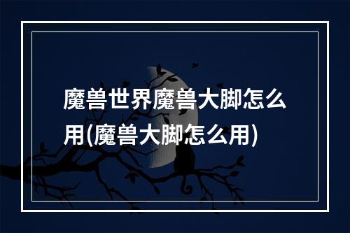 魔兽世界魔兽大脚怎么用(魔兽大脚怎么用)