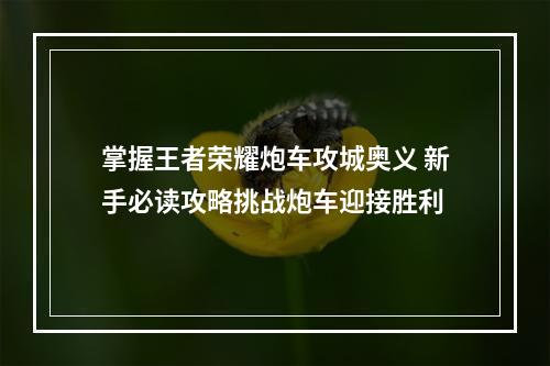 掌握王者荣耀炮车攻城奥义 新手必读攻略挑战炮车迎接胜利