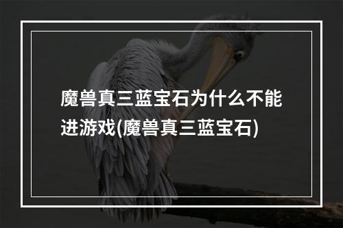 魔兽真三蓝宝石为什么不能进游戏(魔兽真三蓝宝石)