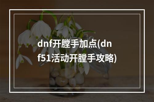 dnf开膛手加点(dnf51活动开膛手攻略)