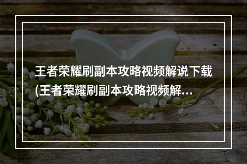 王者荣耀刷副本攻略视频解说下载(王者荣耀刷副本攻略视频解说)