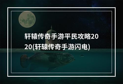 轩辕传奇手游平民攻略2020(轩辕传奇手游闪电)