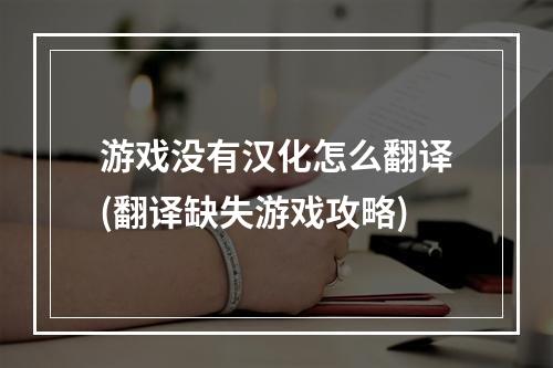 游戏没有汉化怎么翻译(翻译缺失游戏攻略)