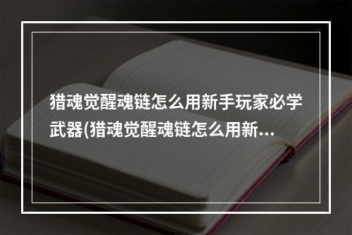 猎魂觉醒魂链怎么用新手玩家必学武器(猎魂觉醒魂链怎么用新手玩家必学)