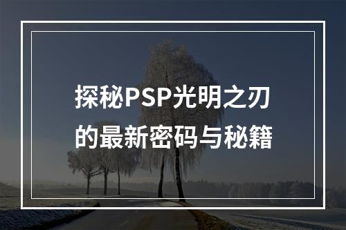 探秘PSP光明之刃的最新密码与秘籍