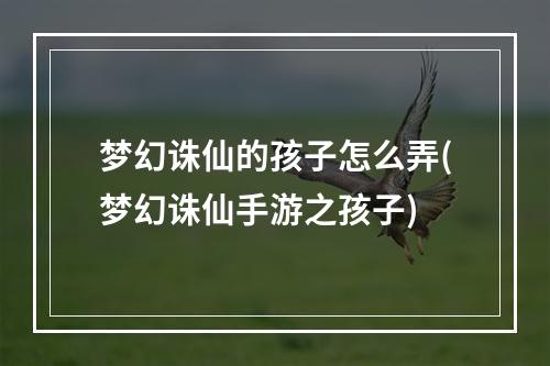 梦幻诛仙的孩子怎么弄(梦幻诛仙手游之孩子)