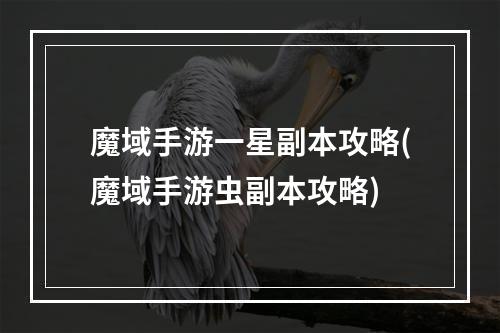 魔域手游一星副本攻略(魔域手游虫副本攻略)