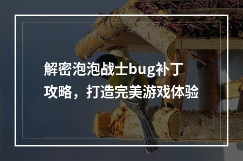 解密泡泡战士bug补丁攻略，打造完美游戏体验