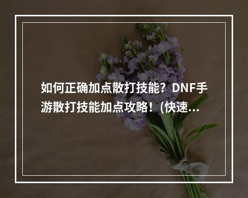 如何正确加点散打技能？DNF手游散打技能加点攻略！(快速提升战斗力)