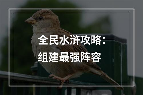 全民水浒攻略：组建最强阵容