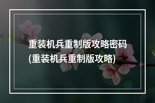 重装机兵重制版攻略密码(重装机兵重制版攻略)