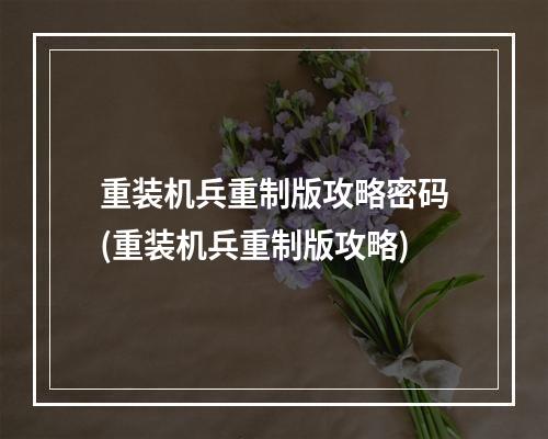 重装机兵重制版攻略密码(重装机兵重制版攻略)