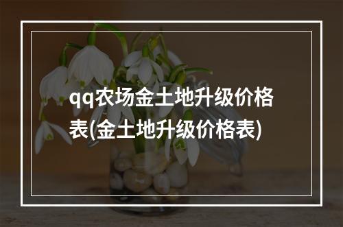 qq农场金土地升级价格表(金土地升级价格表)