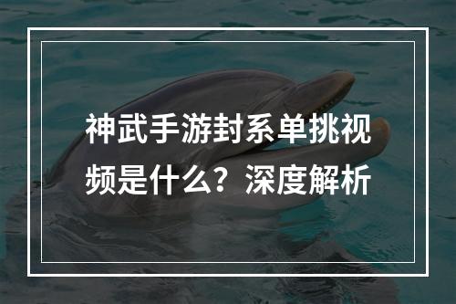 神武手游封系单挑视频是什么？深度解析