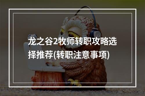 龙之谷2牧师转职攻略选择推荐(转职注意事项)