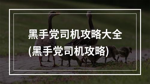 黑手党司机攻略大全(黑手党司机攻略)