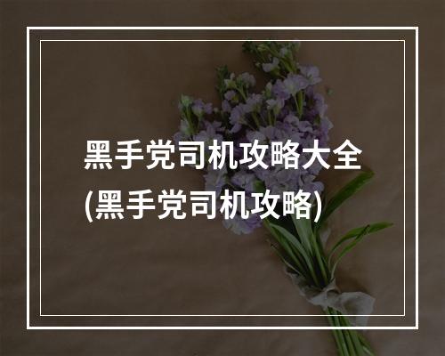 黑手党司机攻略大全(黑手党司机攻略)